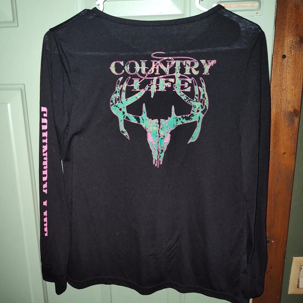 Black Long Sleeve Country Life Shirt